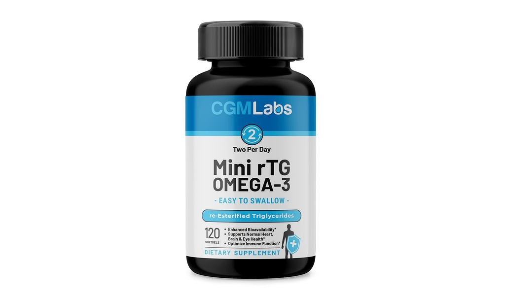 rTG Omega 3 Fish Oil Dietary Supplement - High Absorptie & Fast Acting, Burpless Fish Oil Supplement from Ansjovy. re-overgevoelige triglyceride w/EPA & DHA (als RTG) 960mg - 120 Softgels by CGM Labs