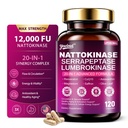 Nattokinase Supplement 12000FU Serrapeptase Lumbrokinase CoQ10,120 Capsules | Liposomal Nattokinase with Synergistic Enzymes & Nutrient Blend for Circulatory, Cardiovascular, Men & Women, Gluten Free