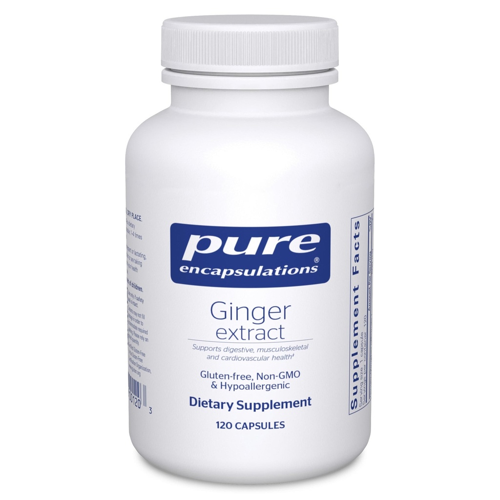 Pure Encapsulations Gemberextract Supplement ter ondersteuning van het spijsverterings-, skeletspierstelsel- en hart- en vaatstelsel* 120 capsules