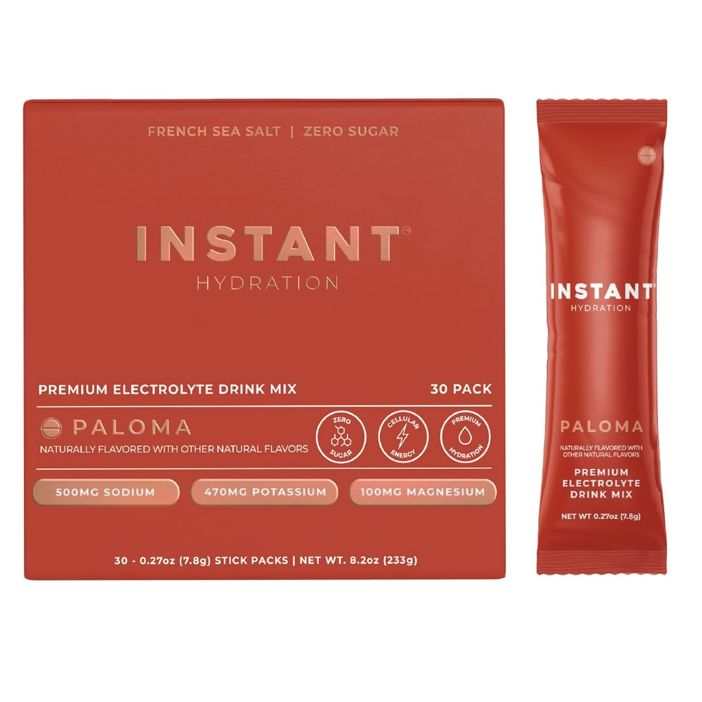 Instant Hydration Electrolytes Powder Packets - Paloma Electrolyte Drink Mix - Zero Sugar - Keto, Vegan, Gluten-Free, Non-GMO - Boost Recovery, Brain Health, Muscle & Tissue Support- 30 Sticks