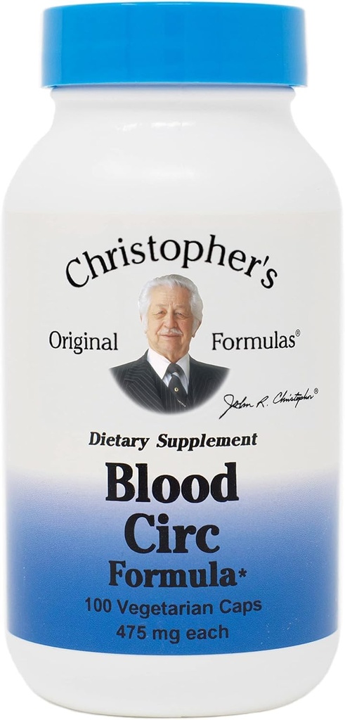 Christopher's originele Formules Blood Circ Formula Capsules, Herbal Supplement voor Cardiovasculaire & Circulatoire Wellness, 100 Capsules