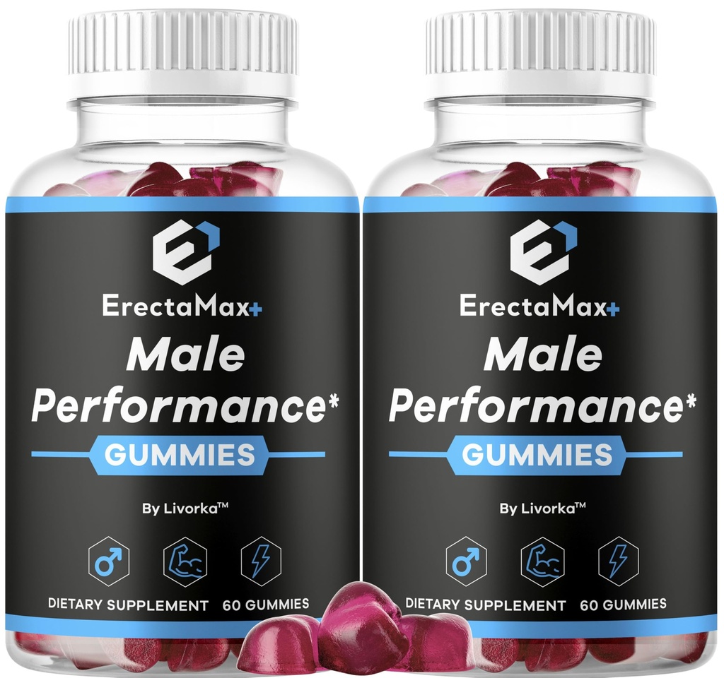 (2 Pack) Erecta Max+ Gummies - Official ErectaMax+ Premium Gummys All Natural Advanced Formula for Health & Wellness, Daily ErectaMaxPlus Supplement Support Vitamins Gomitas, 120 Gummies for 2 Months