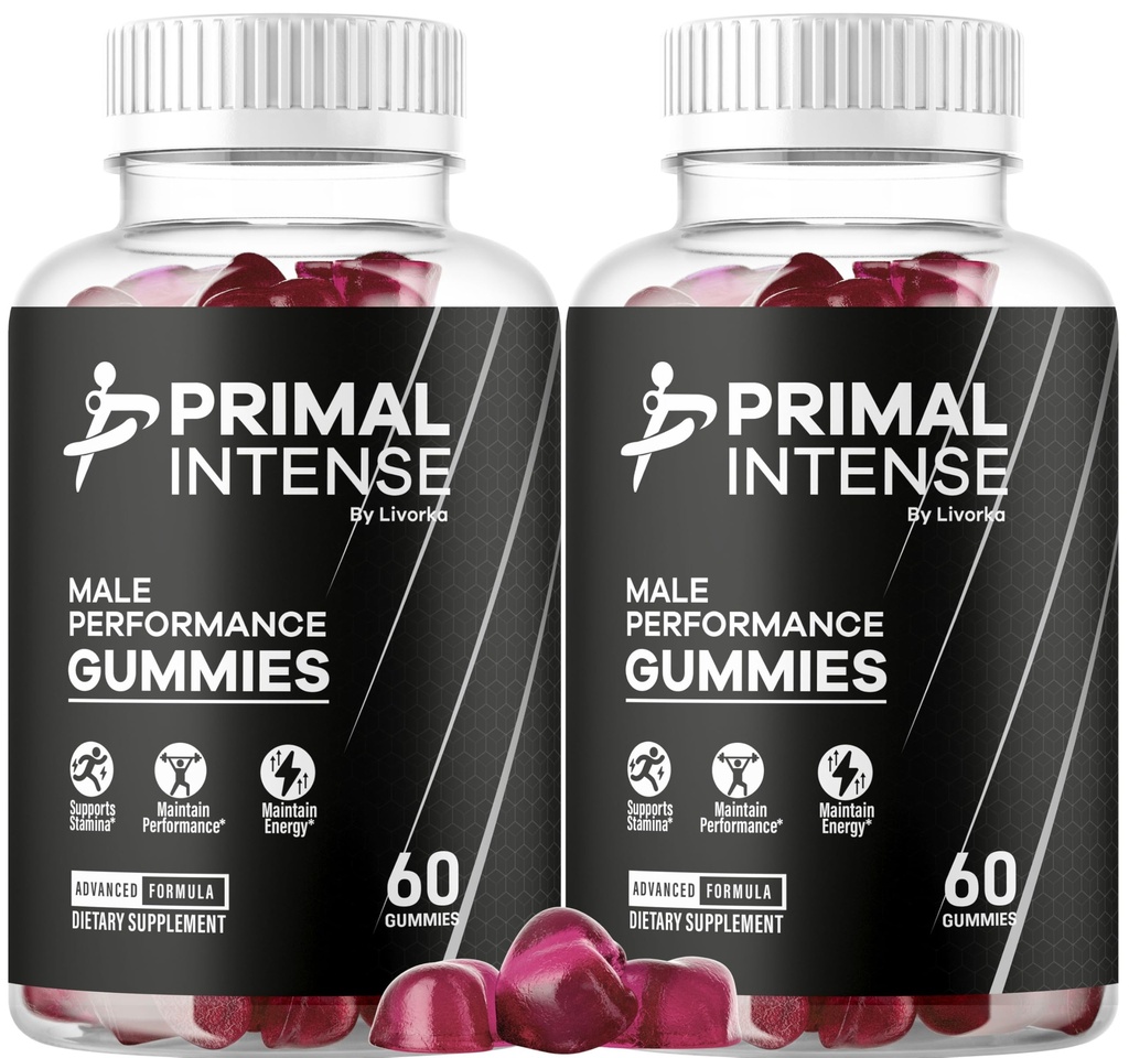 (2 Pack) Primal Intense Gummies - Official PrimalIntense Support Formula All Natural Premium Gummys, Primal Intense Gummys Daily Energy Formula for Overall Health & Wellness, 120 Gummies for 2 Months