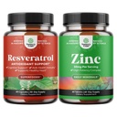 Bundle of Youthful Trans Resveratrol - Resveratrol Capsules with AMPK Activator for Cellular Health & Vitality and Zink 50mg Immune Support Supplement - Zink Complex to Enhance Hair Skin & Nails