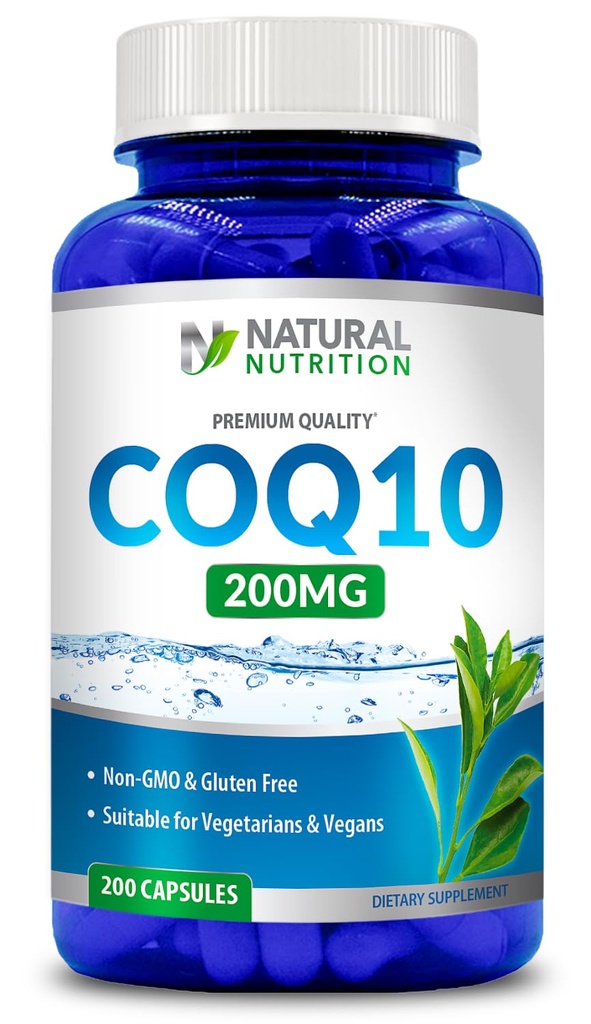 Generieke natuurlijke vitamine Coq10 200 mg, 200 capsules, snelle Absorptie - Glutenvrij & niet-GMO