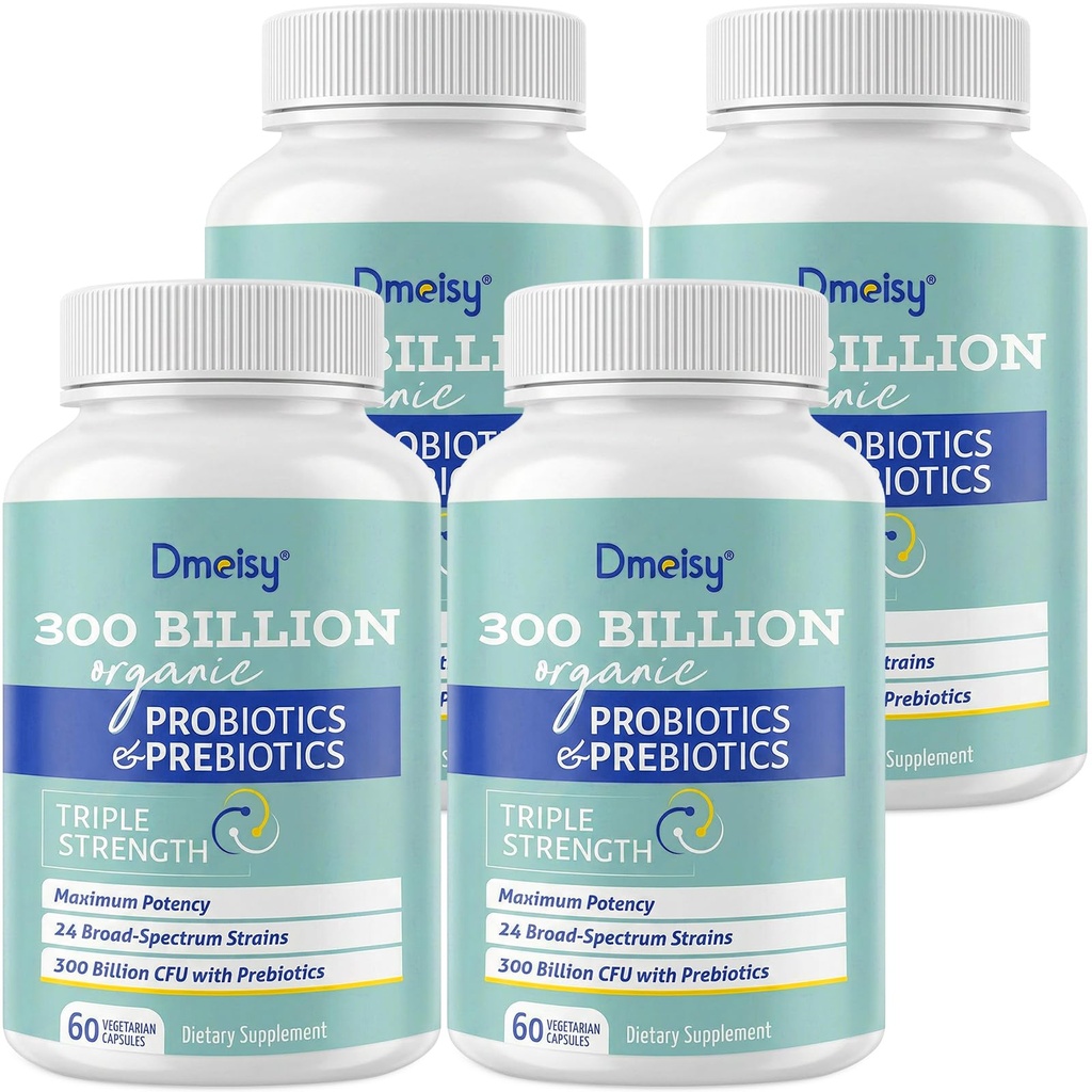 Probiotica voor vrouwen en mannen, 300 miljard CFU 24 strengen Probiotica + 15 biologische kruiden Prebiotica Blend, Shelf Stable Gut Health Supplement voor spijsverteringsimmune & Whole-Body Health, 8 maand aanbod