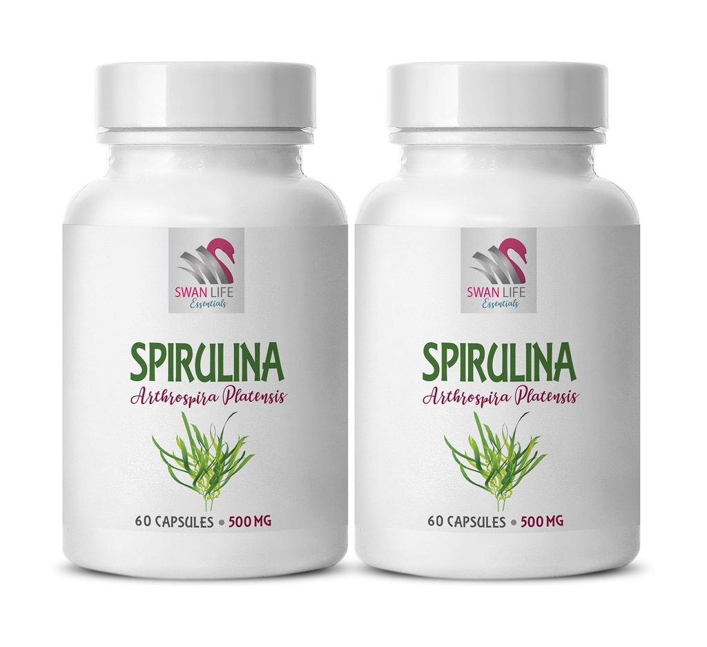 spirulina and chlorella capsules - chlorella spirulina tablets - SPIRUILINA 500MG - immune support supplement - spirulina pills - spirulina chlorella powder organic - memory supplement - 2 bottles