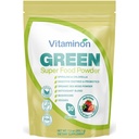 Green Super Food Powder, 7.2 oz, Natural Berry Flavor | Organic Sea Moss, Spirulina, Chlorella, Mushroom Blend, Antioxidant Mix, Digestive Enzymes & Probiotics, 30 Servings