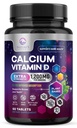 Calcium 1200 mg met vitamine D3, Calcium Supplement Vitaminen, Bot, Tanden & Immune Health Support, Calcium Supplementen met D voor vrouwen & mannen, Nature's Absorbable Calcium Carbonate - 60 tabletten