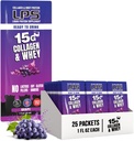 Voedingsdesigns LPS Liquid Collageen & Wei Protein Supplement - Non-GMO Drink, Sugar-Free - bevordert gezonde huid en haar voor mannen en vrouwen, druiven, enkele portie (25 pakketten)