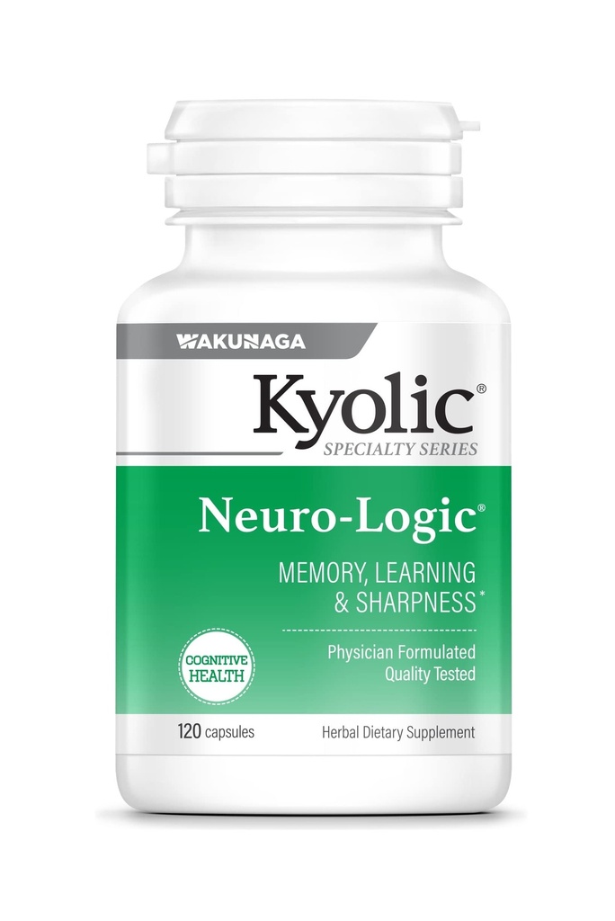 Kyolic Specialty Series Neuro·Logic, 120 Capsules | Brain Health Supplement for Learning, Healthy Neuron Function and Memory Support*, Choline, Ginkgo Biloba and Carnitine