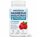 Spnutrition Magnesium Bisglycinate Capsules, 400mg Magnesium Chelate, Vegan Magnesium Supplement with Raspberry Powder, Sleep Support, Bone Health Support, 60 Capsules