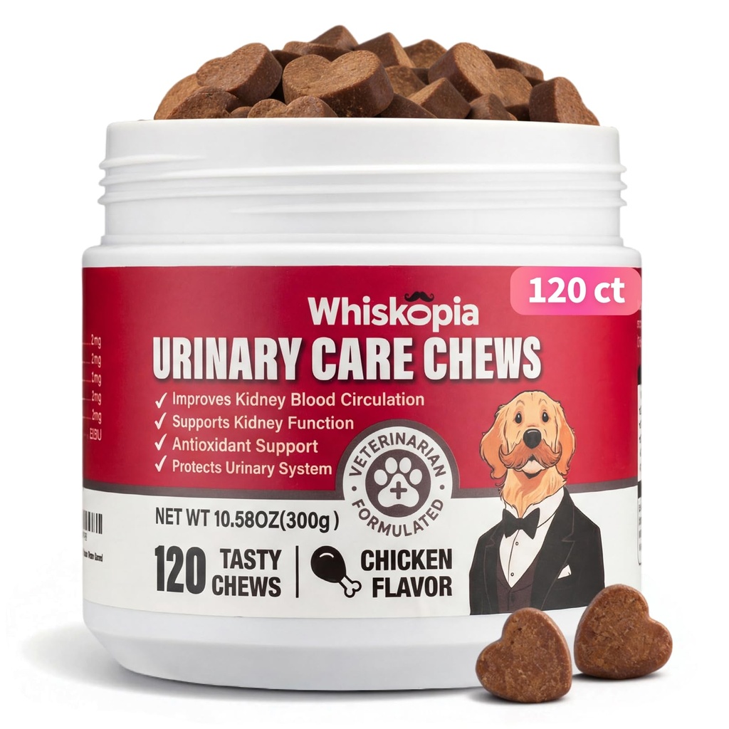 Dog UTI Treatment Cranberry Chews for Dogs Urinary Tract Supplement for Dogs and Cats with D-Mannose, Supports Canine Kidney Bladder Health Immune and Gut Support Bladder Control for Dogs- 120 Ct