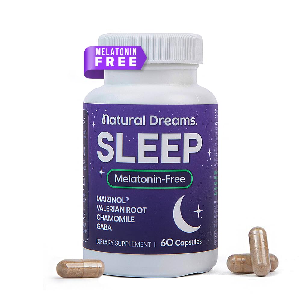 Univera Natural Dreams Melatonin-Free, Gentle Sleep Support, Natural Sleep, Maizinol, Valerian Root, Chamomile Flower, GABA, Magnesium - 60 Capsules