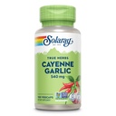 SOLARAY Cayenne Knoflook 540 mg - Cayenne Pepper en Knoflook Supplementen met Capsaïcine - Levering van 40.000 warmte-eenheden - Niet-GGO-project geverifieerd, Veganistisch, 60 dagen garantie - 100 porties, 100 VegCaps