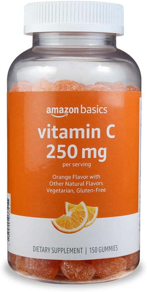 Basics Vitamine C 250 mg Gummies, Oranje, 150 Tel (2 per portie), Immune Health (voorheen Solimo)