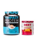 TRIPACT Protein Powder, 7-in-1 Meal Replacement Shake, Vanilla Latte Cinnamon Flavor (20 Servings) Beet Active, Natural Pre-Workout Powder, Passion Fruit Flavor (30 Servings)