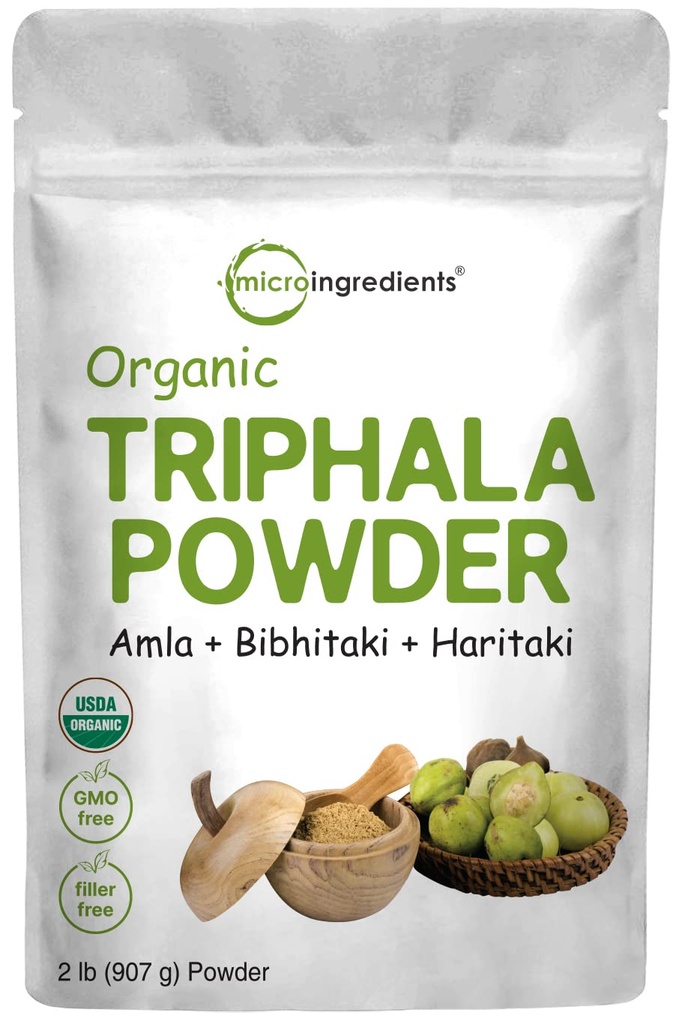 Micro Ingrediënten Biologische Triphala Poeder, 2 Ponden (Amla + Haritaki + Bibhitaki) 