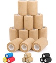 AZEN 12 Pack Self Adhesive Bandage Wrap, 3" X 5 Yards Elastic Cohesive Bandage Wrap, Vet Wrap, Ankle Tape, Tattoo Grip Tape Wrap, Skin Color Athletic Tape