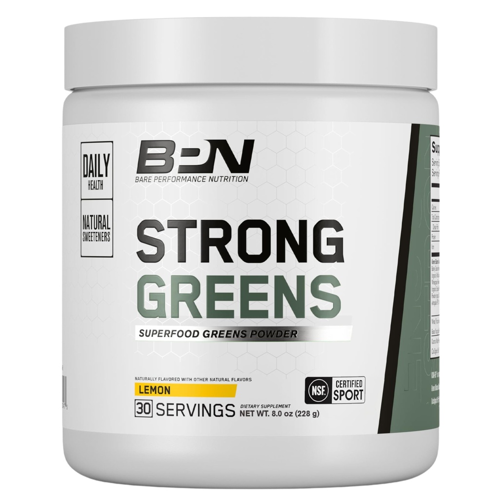 BARE PERFORMANCE NUTRITION, BPN Strong Greens Superfood Powder, Citroen, 30 porties
