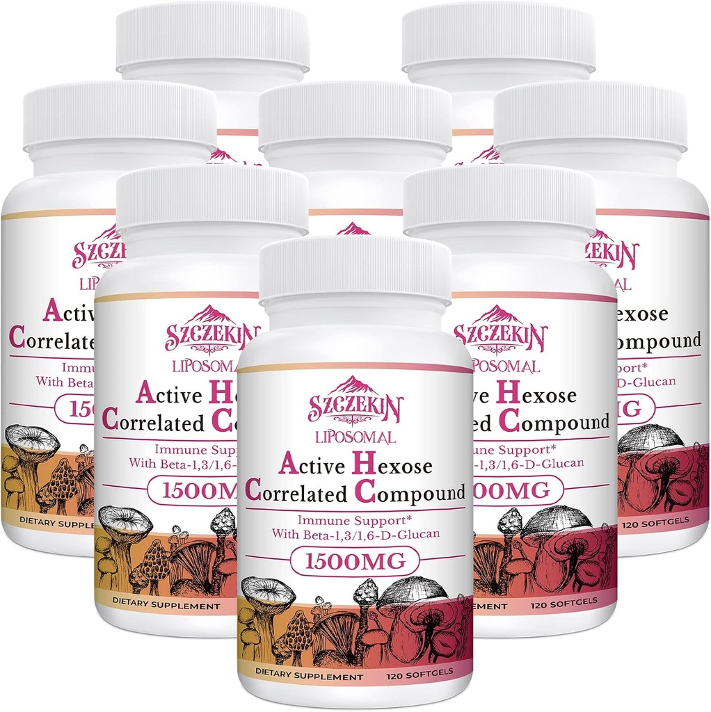 1500 mg Liposomal Active Hexose Correlated Supplement,960 Zachte Gels Beta-Glucans met natuurlijke paddoextract, immuunsysteem, leverfunctie, handhaven T-Cell & Killer Cell Activity
