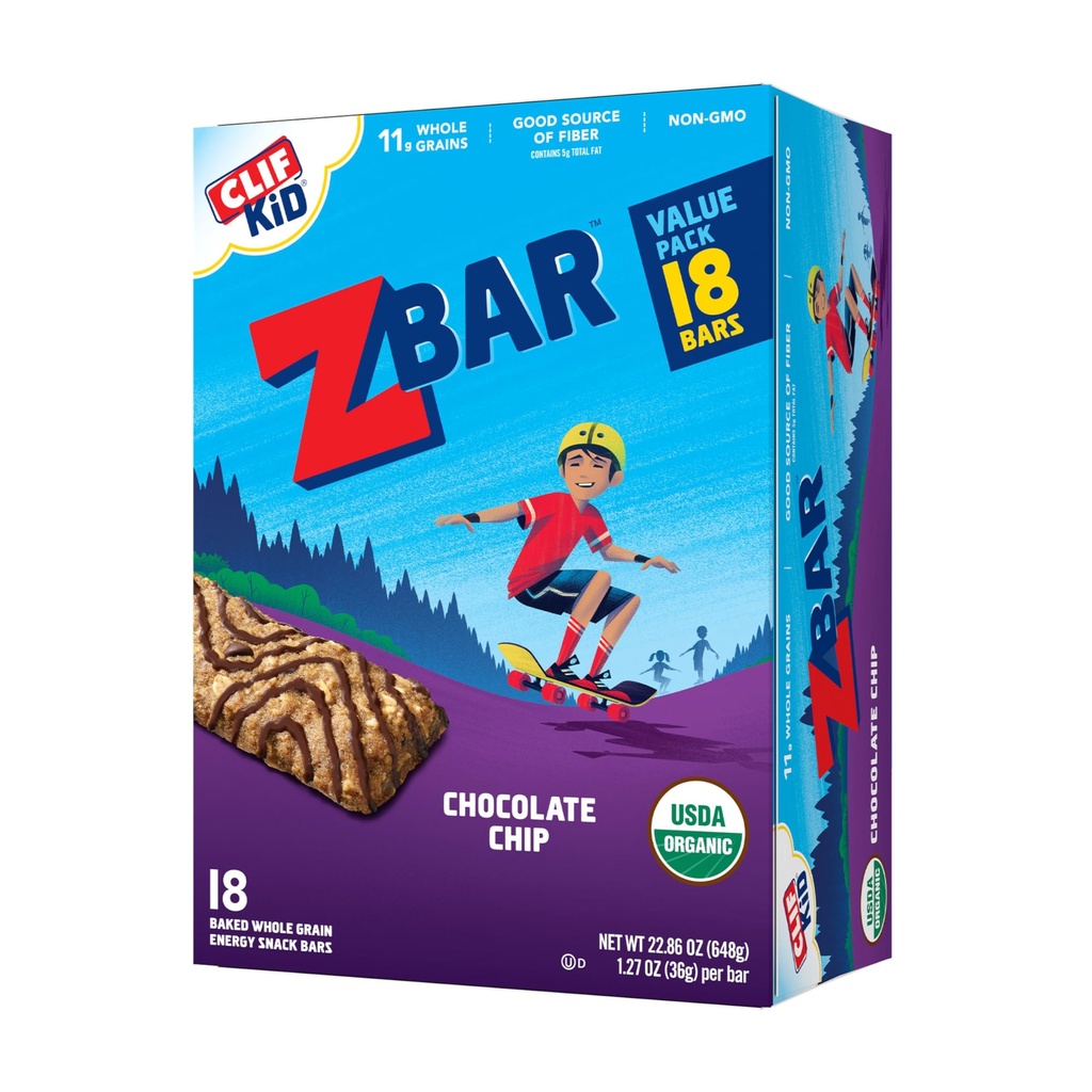 CLIF Kid Zbar Protein Chocolate Mint Crispy Bars (15 Pack) & Zbar Chocolate Chip Soft Baked Bars (18 Pack) Snack Bundle