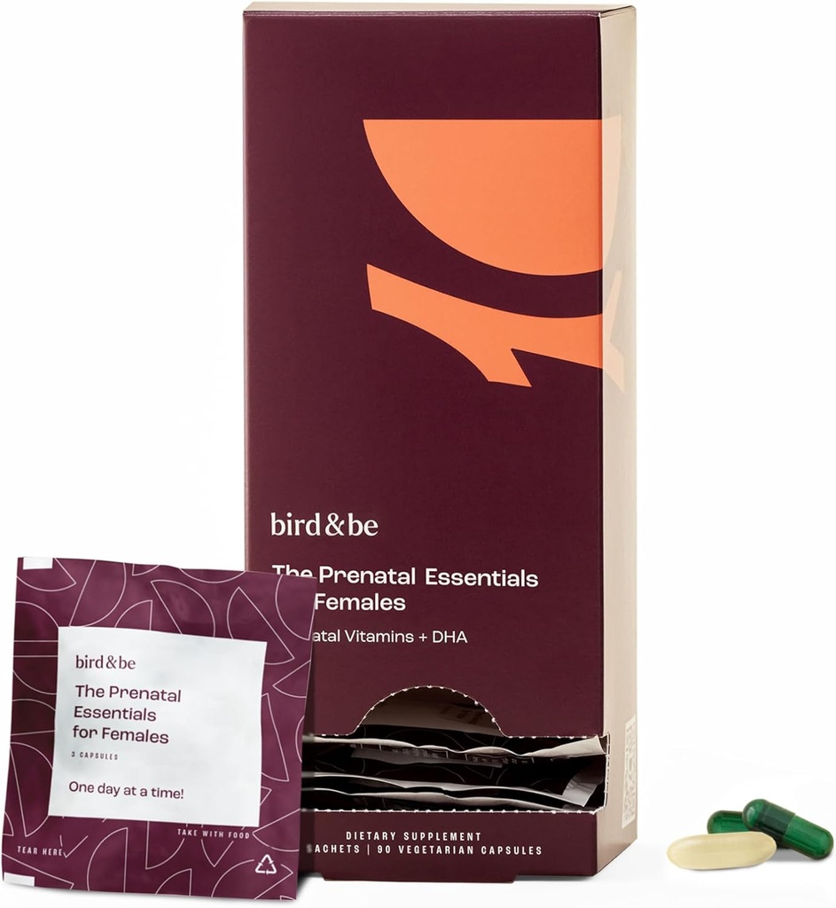 The Prenatal Essentials for Females - Vitamins to Support Pregnancy - Folic Acid, Methylated Folate, DHA (Omega-3), Choline and More - 30-Day Supply