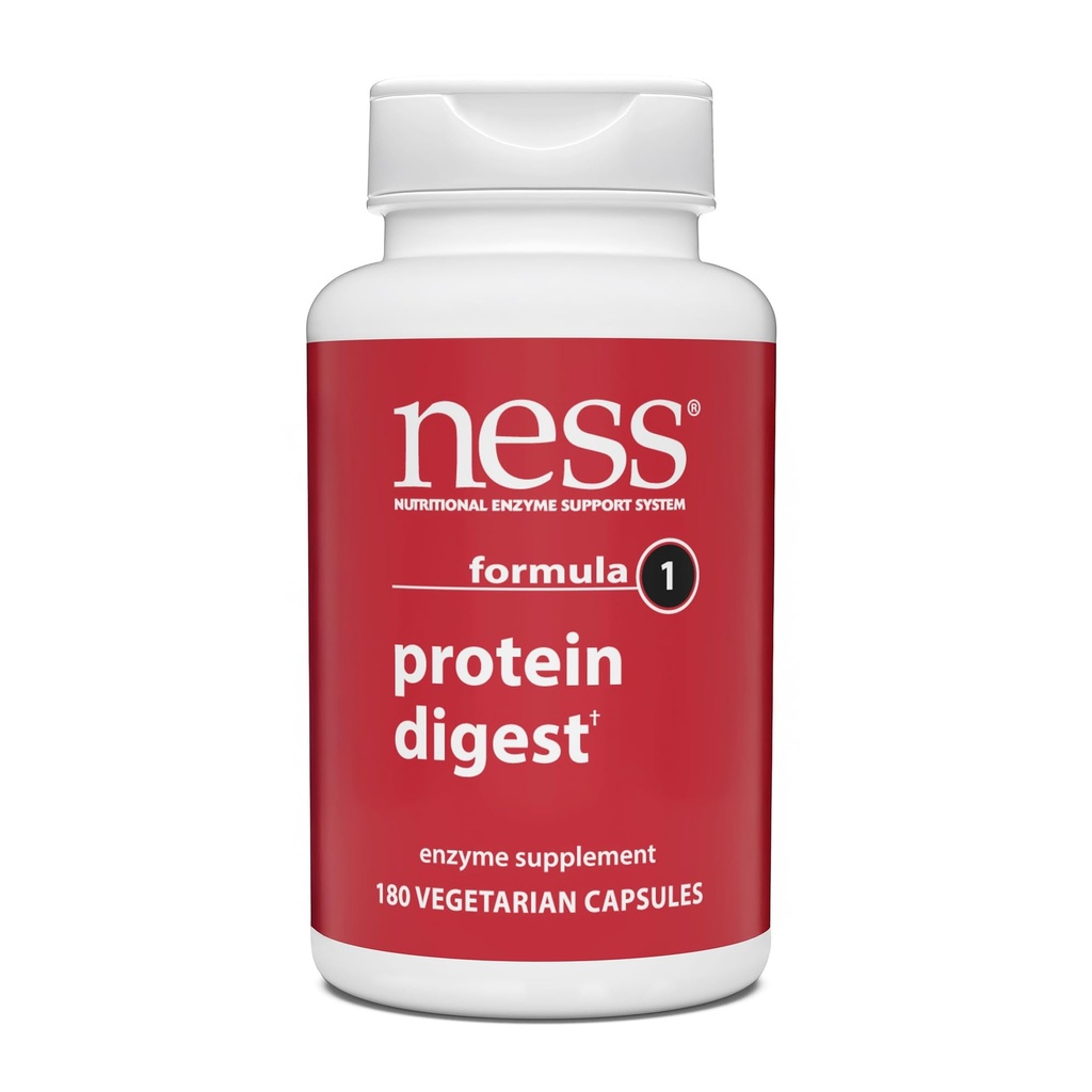 Ness® Protein Digest | Multi-Enzyme Supplement | Supports Protein & Nutrient Digestion | Protease, Amylase, Lipase & Cellulase | 180 Vegetarian Capsules