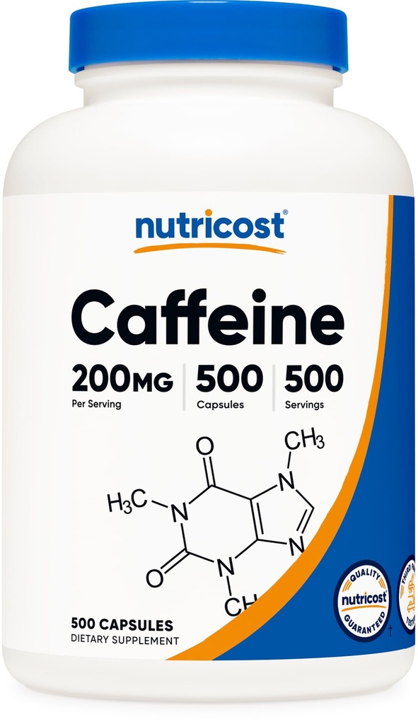 Nutricost Cafeïnepillen, 200mg per portie (500 capsules)