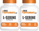 BulkSupplements.com L-Serine Capsules - Serine Supplement, Amino Acids Supplement - Gluten Free, 3 Capsules per Serving, 180 Count (Pack of 2)