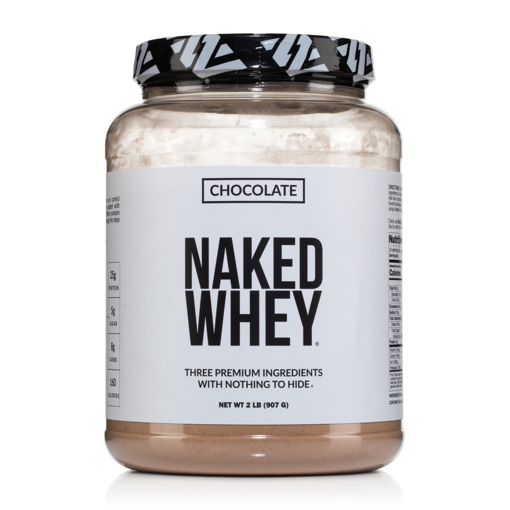Naked Wei Chocolade Proteïne Poeder - Slechts 3 Ingrediënten - Gras Fed Wei Proteïne Poeder, Biologische Chocolade en Biologische Kokossuiker, Geen GGO, Geen soja, en Glutenvrij - 24 Servers