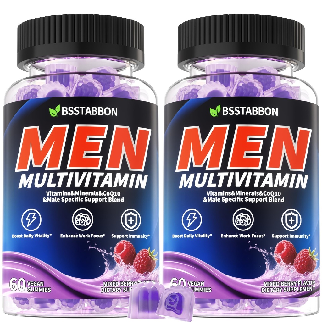 Chewable Gummies Multivitamin for Men: Methylated Multivitamin | Plus Clcium Magnesium Zinc CoQ10 Lycopene Digest Enzymes - Organic Sugar Free Vegan - Immune Energy Digest Support, 120Count