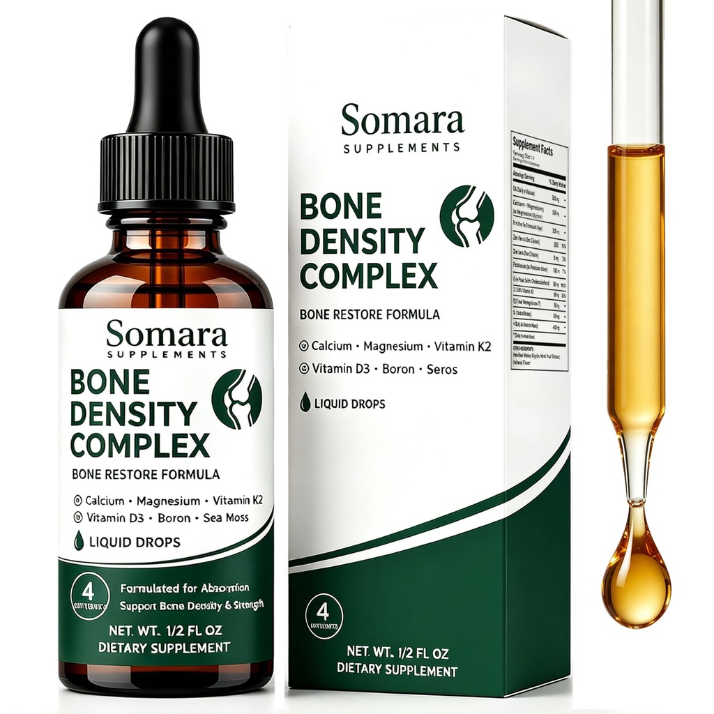 Somara Bone Density Complex Liquid – Calcium, Magnesium, Vitamin D3, K2, Organic Algae Calcium