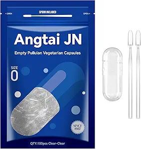 Lege capsules Maat 0 - Verwijder Vulbare Vegetarische Capsules(100 aantal) Maat 0 Lege Pullulan Capsules met twee Micro Lab Lepels,- Veggie Capsules Lege capsules voor je eigen supplementen