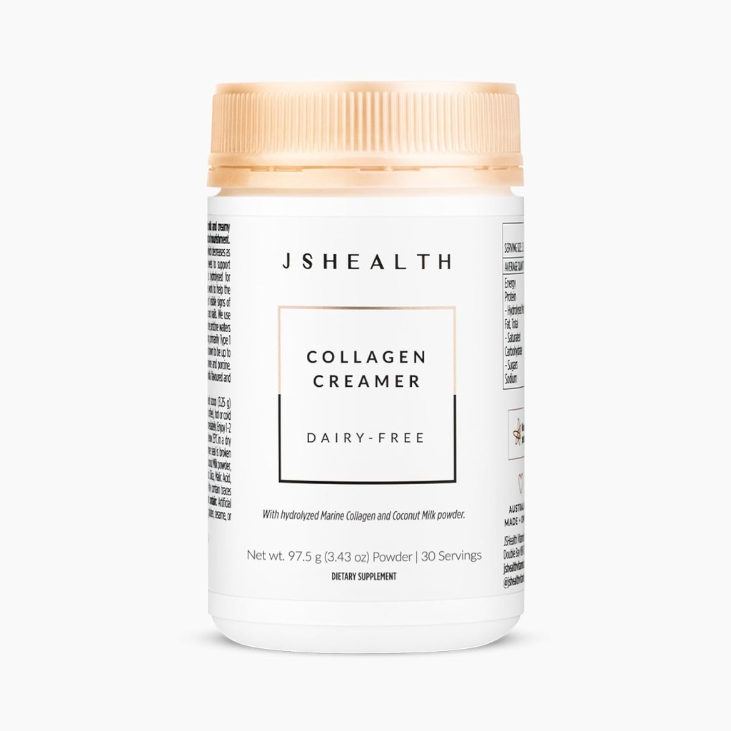 JSHealth Collagen Creamer - Vanilla Collagen Creamer for Coffee - Dairy Free Healthy Coffee Creamer, 30 Servings of Marine Collagen Peptides
