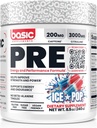Basic Pre-Workout with 200mg Caffeine and 3000mg Citrulline for Energy, Focus, and Strength Support, No Beta-Alanine Tingles, Vegan, Gluten-Free, Sugar-Free