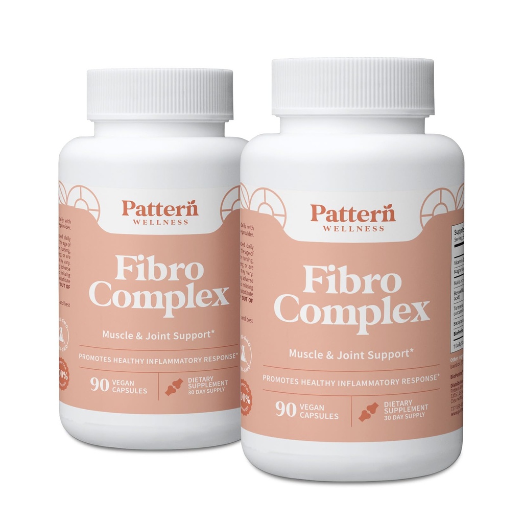 Pattern Wellness Fibro Complex Supplement – 180 Vegan Capsules | Formula with BioPerine® for Nutrient Absorption – Supports Muscle, Joint & Mobility Health