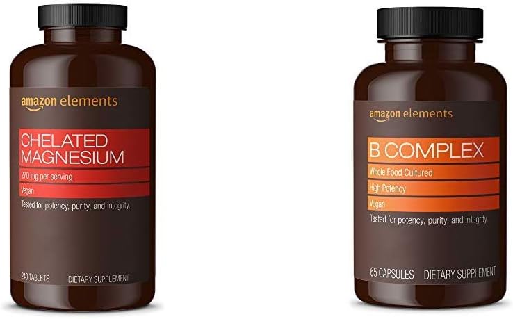 Elementen gecheleerd Magnesium Glycinaat (240 tabletten) en elementen B complex (65 capsules)