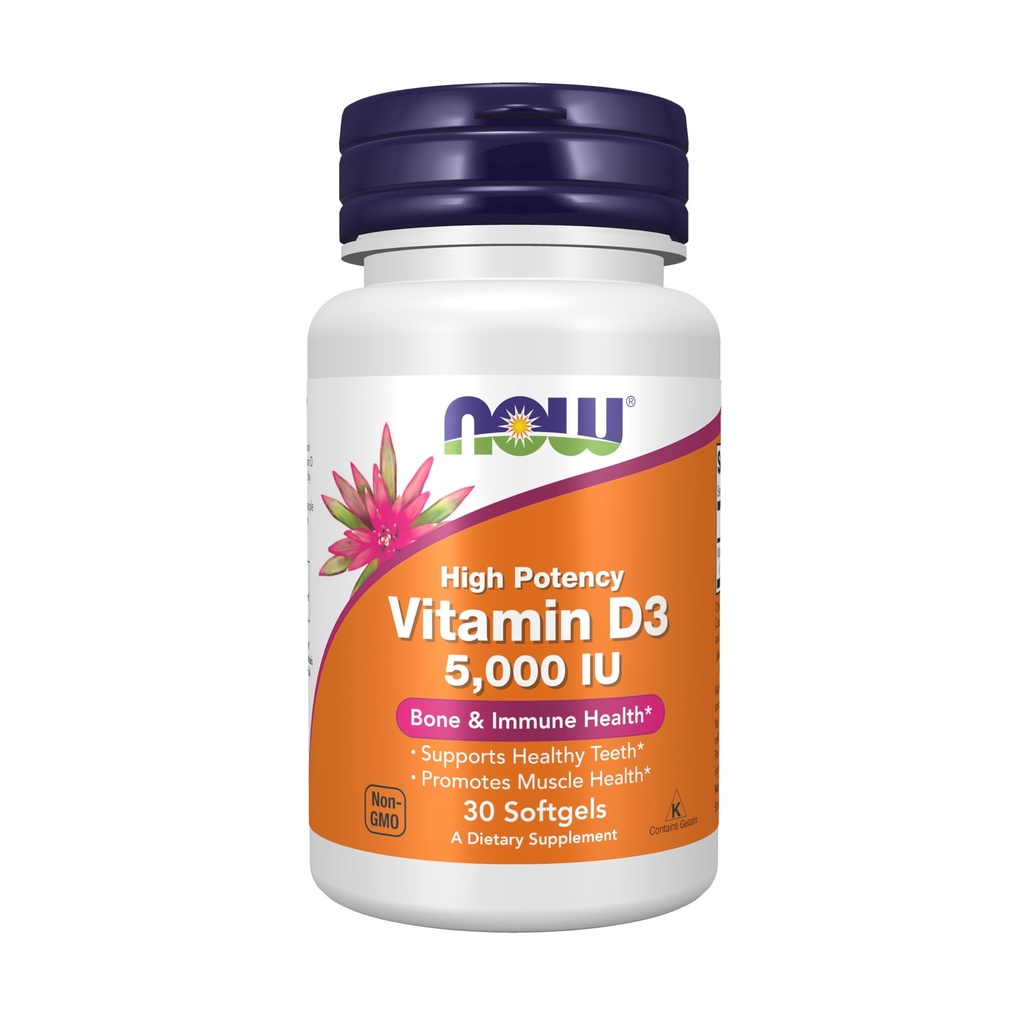 NOW Supplementen, Vitamine D3 5.000 IE, Hoge Potentie, Structurele Ondersteuning*, 30 Softgels