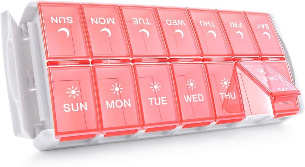TookMag Weekly Medicine Pill Organizer 2 Times a Day, Easy Fill AM PM Pill Box, Large Capacity Quick-Refill 7 Day Pill Cases for Pills/Vitamin/Fish Oil/Supplements (Patent Registered)