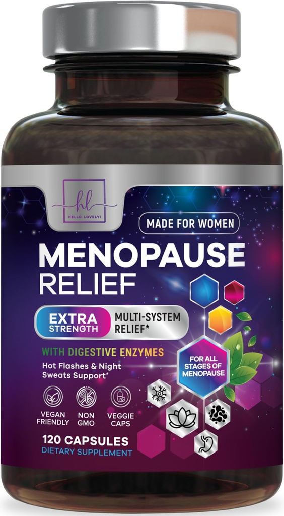 Menopauze supplementen voor vrouwen met Dong Quai, Chaste Berry, Black Cohosh, 8 miljard CFU Probiotica - Hot Flash Night Sweats & Menopauze Relief Probiotic voor Vaginale, Digestieve Gezondheid - 120 Capsules
