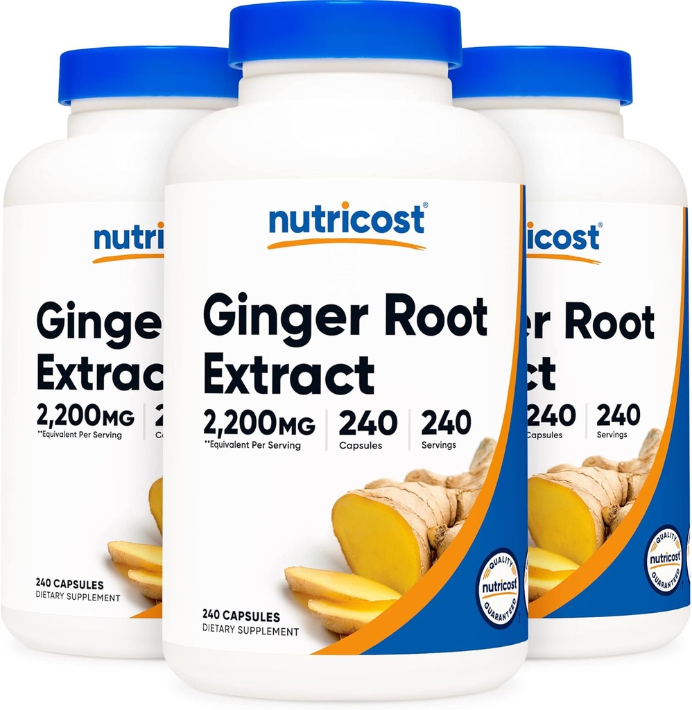 Nutricost Gemberwortel Extract 550mg, 240 Capsules (3 flessen)