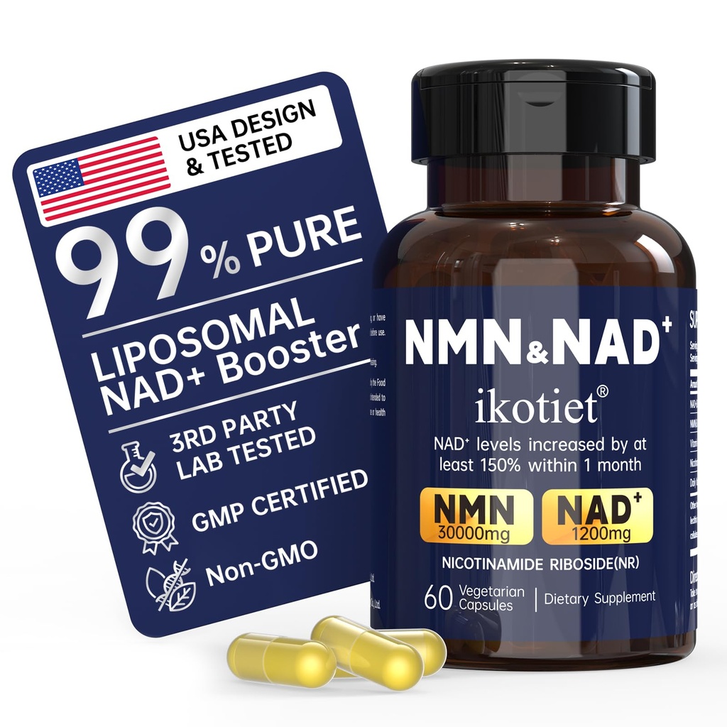 NMN Supplement with NAD+ and Nicotinamide Riboside, NMN & NAD+ Dual Benefits, NMNH Alternative, Supports Cellular Energy & Anti-Aging, 30 Day Supply 60 Capsules, Third-Party Tested, 1 Pack