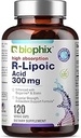 biophix R-Lipoïnezuur 300 mg gestabiliseerd 120 Veggie Capsules - met Biotine - Hoge Potentie Antioxidant Ondersteuning - Non-GMO - Glutenvrij - bevordert energie