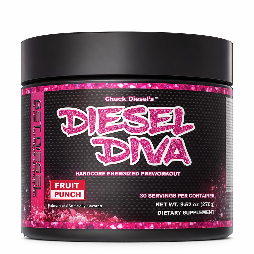 DIESEL DIVA Pre Workout Powder Energizer, Potent Mental Focus, Endurance with Caffeine, Green Tea, Beta Alanine, B-Vitamins, BCAAs (Fruit Punch)