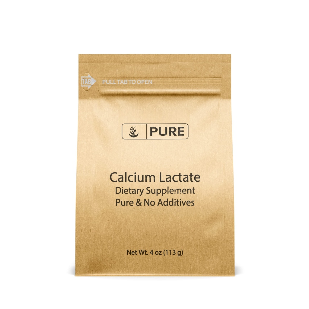 Pure Original Ingredients Calcium Lactate Calcium Supplement, Electrolyte, Non-GMO (4 Ounce)