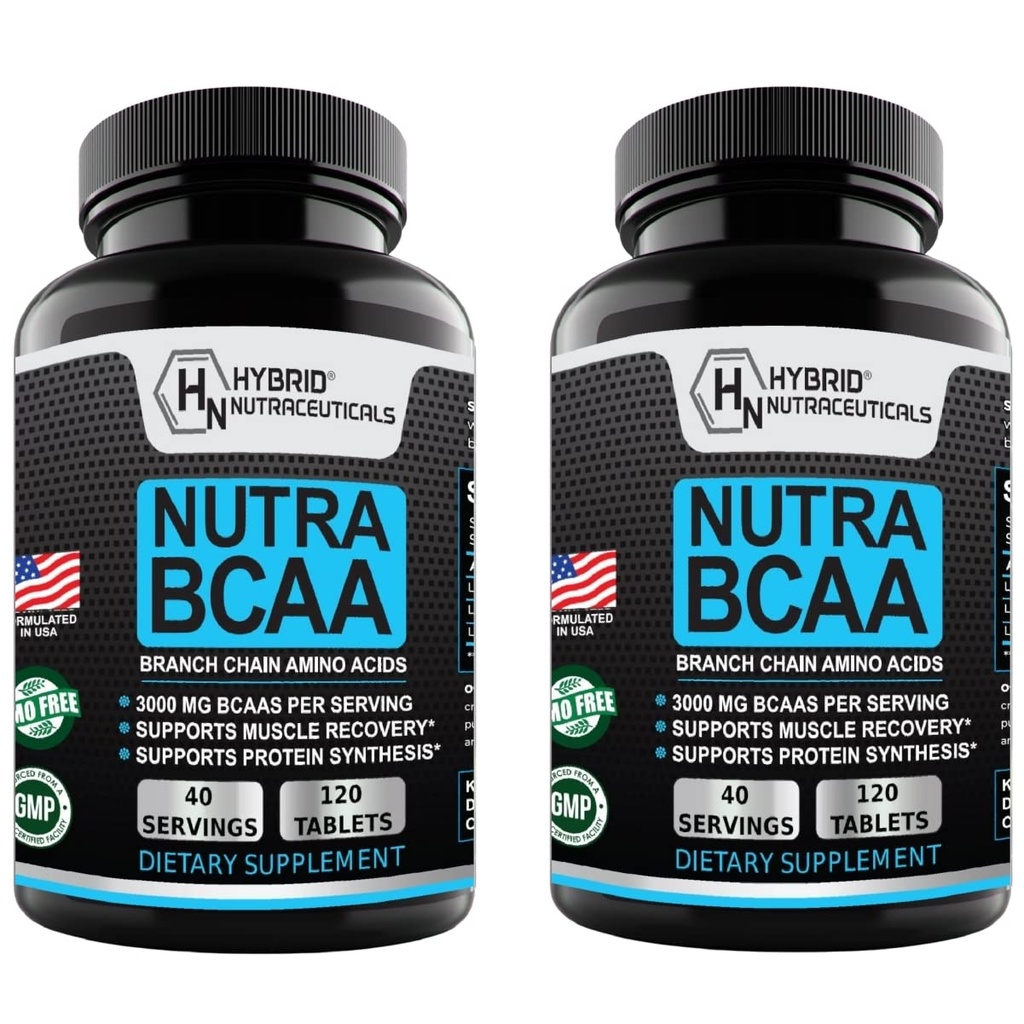 Hybrid Nutraceuticals Nutra BCAA 3000mg Branched Chain Amino Acids Supplements - Sugar Free Pre Workout, Non-GMO, Vegan: 240 Tablets