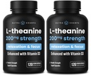 NutraChamps L-Theanine 200mg capsules, dubbelsterk L-Theanine vloeibaar met vitamine D3, biologische kokosolie, 120 Vegan Capsules (verpakking van 2)