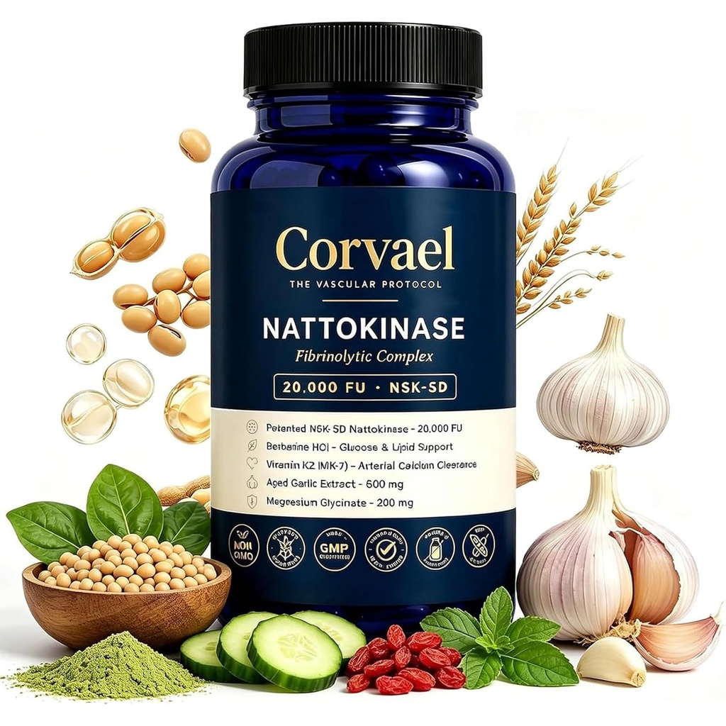 Nattokinase 20000 Fu, Nattokinase Supplement Fibrinolytic Complex, Gluten Free, Non-GMO, for Daily Wellness Support
