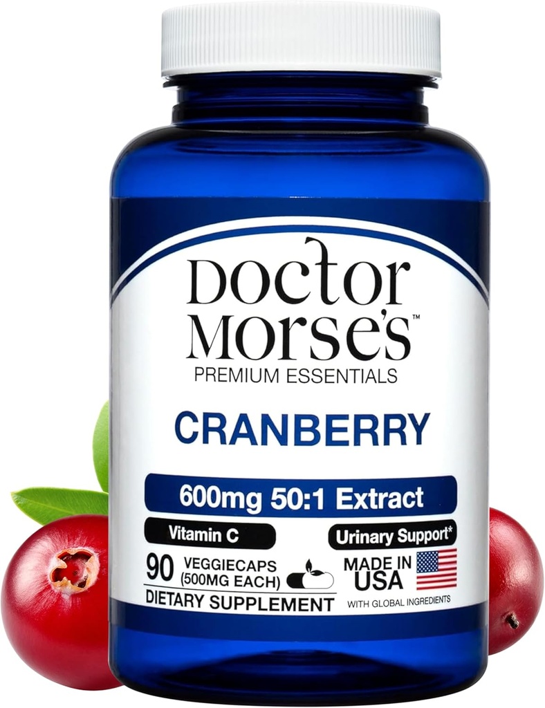 Cranberry supplement pillen voor vrouwen en mannen, 30000 mg sterkte, urinetrek ondersteuning met vitamine C, gemaakt in FDA-geregistreerde, NSF-gecertifieerde faciliteit, algemene gezondheidsondersteuning, 90 capsules
